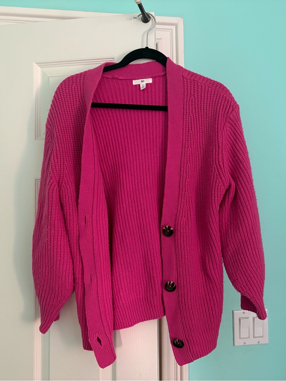 bp Hot Pink Open-Front Chunky Knit Cardigan!